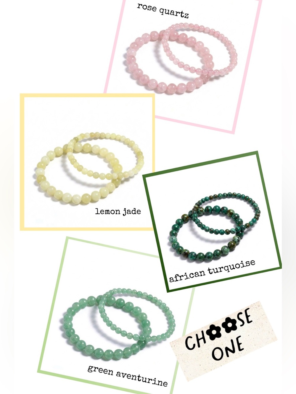 Natural Healing Crystal Stone Beaded Stretch Bracelet • new